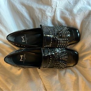 Marc Fisher Heeled Black Patent Loafer w Tassel